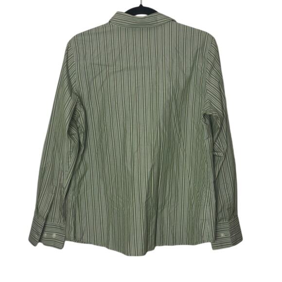 Eddie Bauer button up Woman's size Large 100% Cotton Striped green - Picture 3 of 16